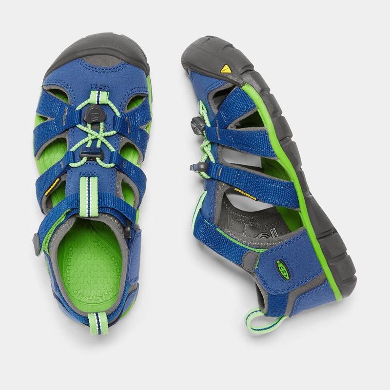 Keen Seacamp II Cnx Kids Sandals Blue/Green Clearance (8972-PWKNH)